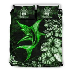 The Bahamas Bedding Set - Green Marlin with Hibiscus