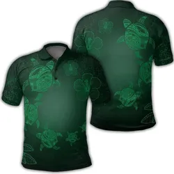 Hawaiian Plumeria Hibiscus Turtle Under Sea Polynesian Polo Shirt Green