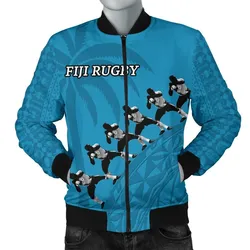 Fiji Rugby Blue Bomber Jacket Cibi Dance - Men