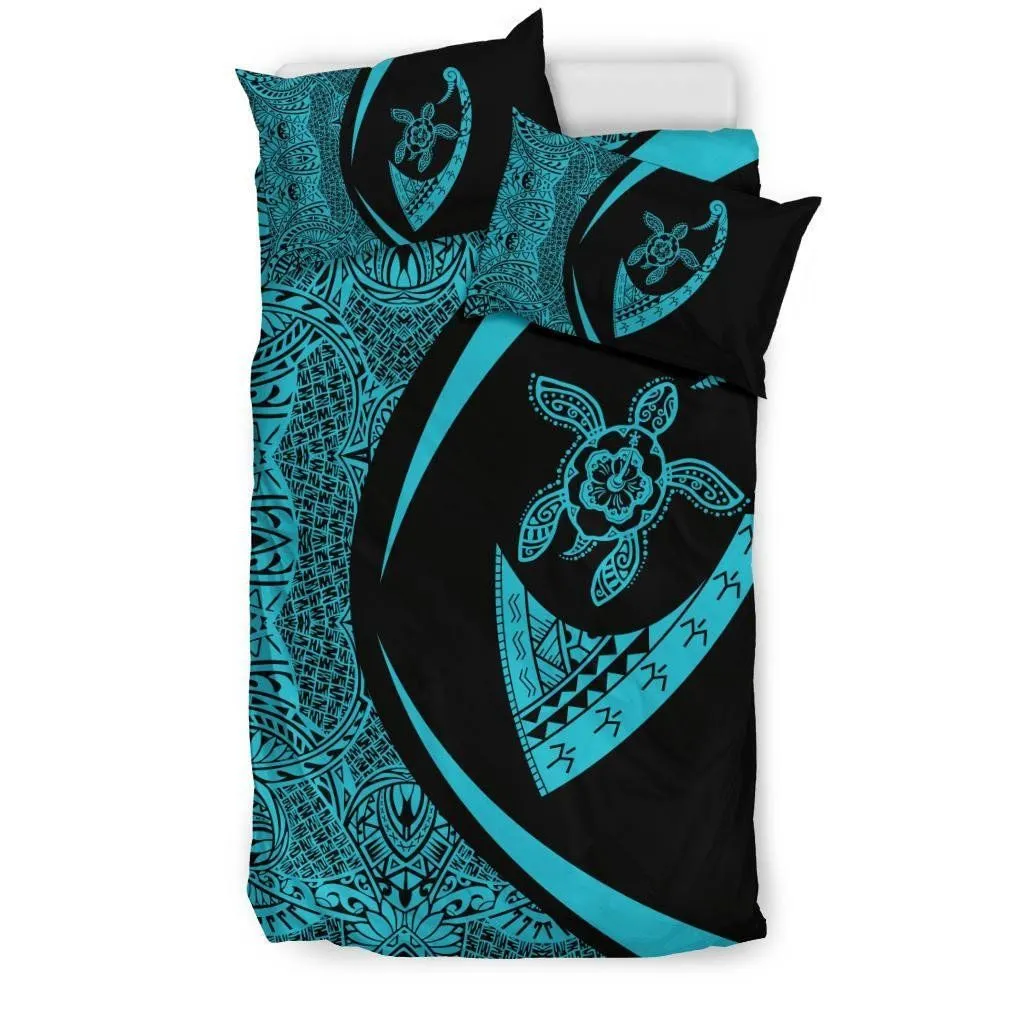 Hawaiian Turtle Fish Hook Hibiscus Polynesian Bedding Set - Circle Style - AH - J5
