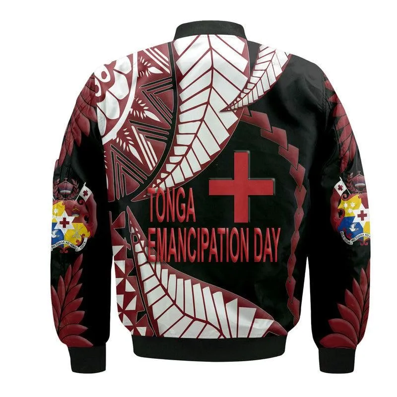 Tonga Emancipation Day Bomber Jacket Kupesi Pattern No.1 Black LT9