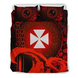 Wallis And Futuna Bedding Set - Hibiscus And Wave Red K7