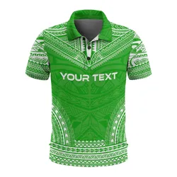 Hawaii Custom Personalised Polo Shirt - Kanaka Maoli Polynesian Chief Tattoo Green Version