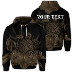 (Personalised) Hawaiian Map Turtle Hibiscus Polynesian Hoodie - Gold - AH