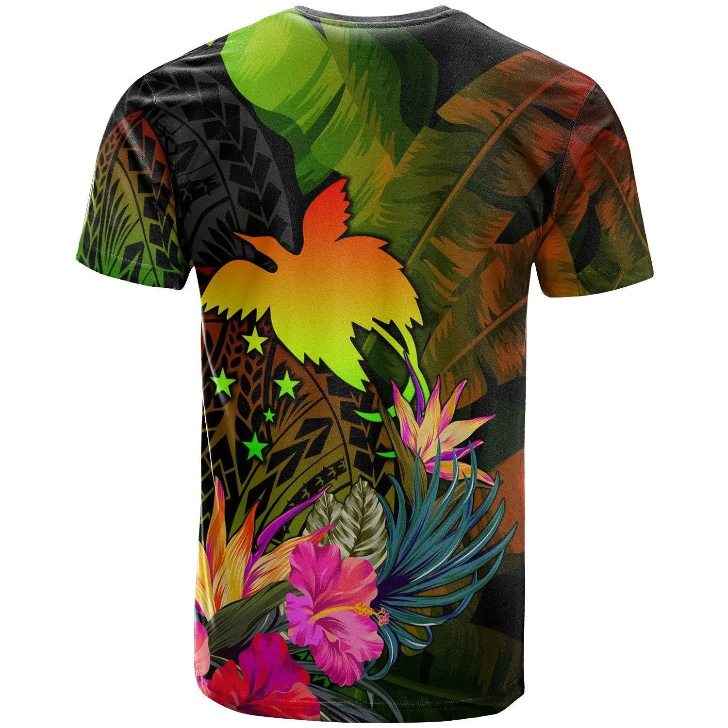 Papua New Guinea Polynesian Personalised T-Shirt -Hibiscus and Banana Leaves