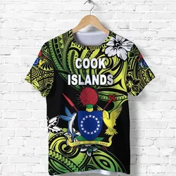 (Custom Personalised) Cook Islands Rugby T Shirt Unique Vibes Coat Of Arms - Green, Custom Text and Number