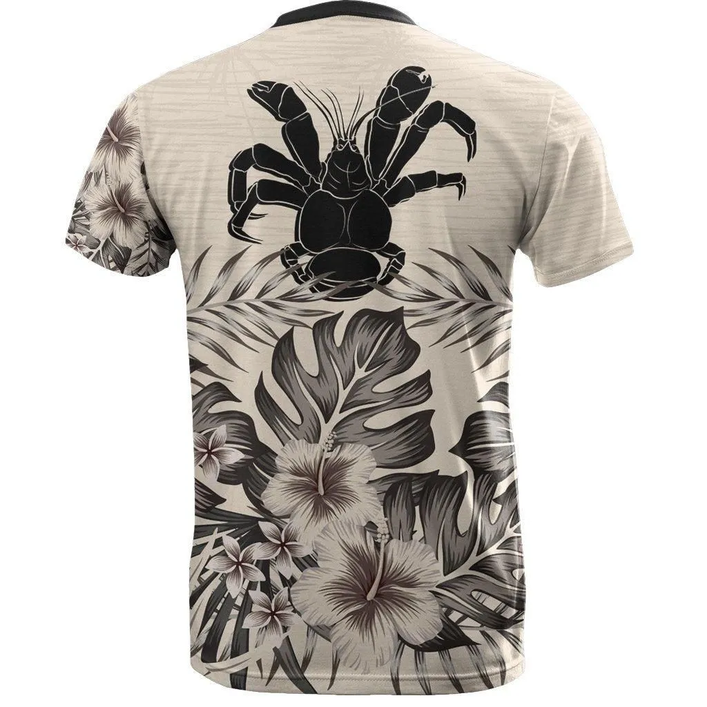 Niue T shirt - Niue Coconut Crab Beige Hibiscus