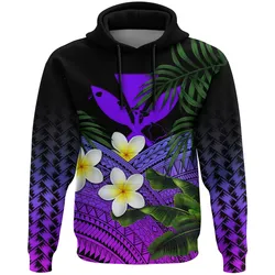 Kanaka Maoli Hawaiian Polynesian Plumeria Banana Leaves Purple Unisex 3D Hoodie All Over Print Hkihz