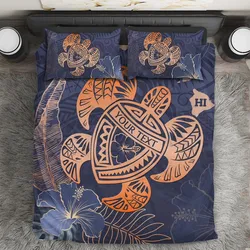 Hawaii Polynesian Turtle Hibiscus Tropical Bedding Set All Over Printed