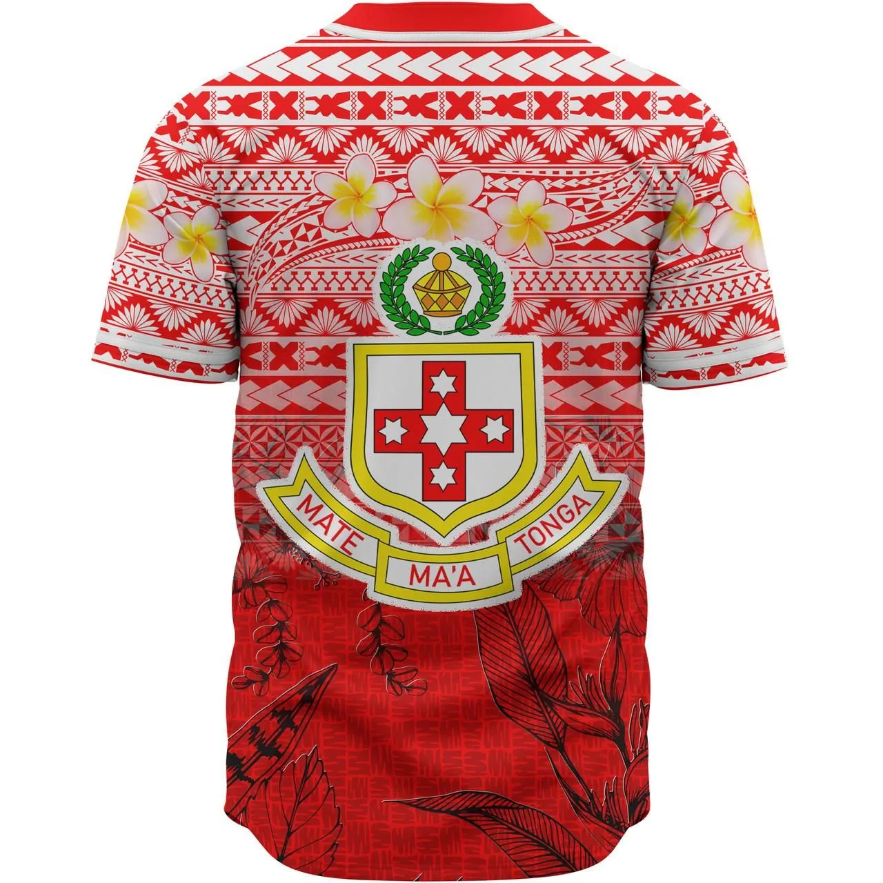 Tonga Custom Personalised Baseball Shirt - Kolisi Tonga With Tropical Flowers