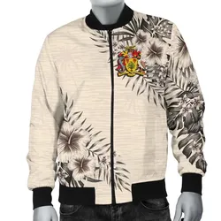 Barbados Men's Bomber Jacket - The Beige Hibiscus A7