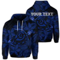 (Personalised) Hawaiian Turtle Hibiscus Plumeria Kanaka Polynesian Hoodie Blue - Soft Style - AH