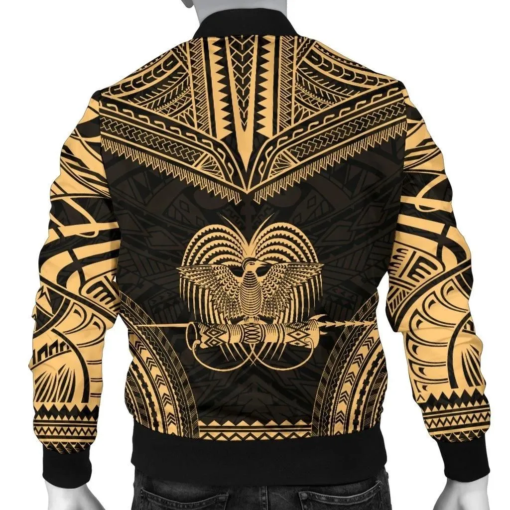 Papua New Guinea Polynesian Chief Men's Bomber Jacket - Gold Version - Bn10