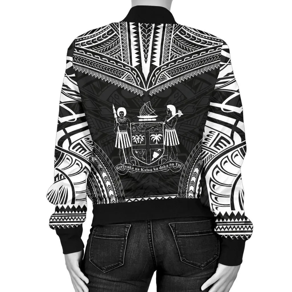 Fiji Polynesian Chief Women'S Bomber Jacket - Black Version - Bn10