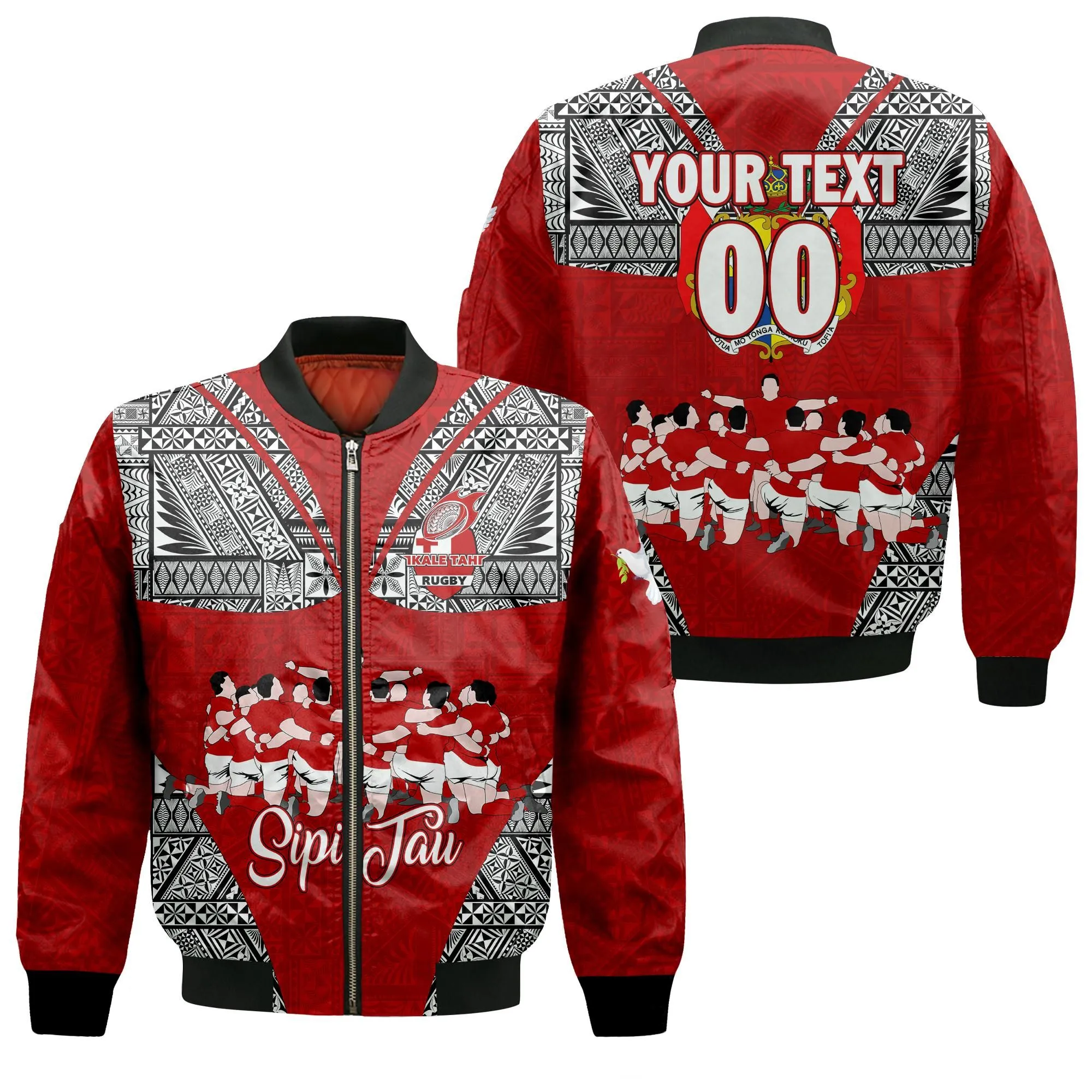 (Custom Personalised) Tonga Rugby Ikale Tahi Sipi Tau Bomber Jacket - LT2