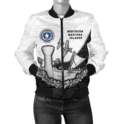 Northern Mariana Islands Women Bomber Jacket Latte Stone K4