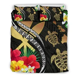 Hawaii Map Turtle Hibiscus Plumeria Polynesian - Bedding Set AH J2