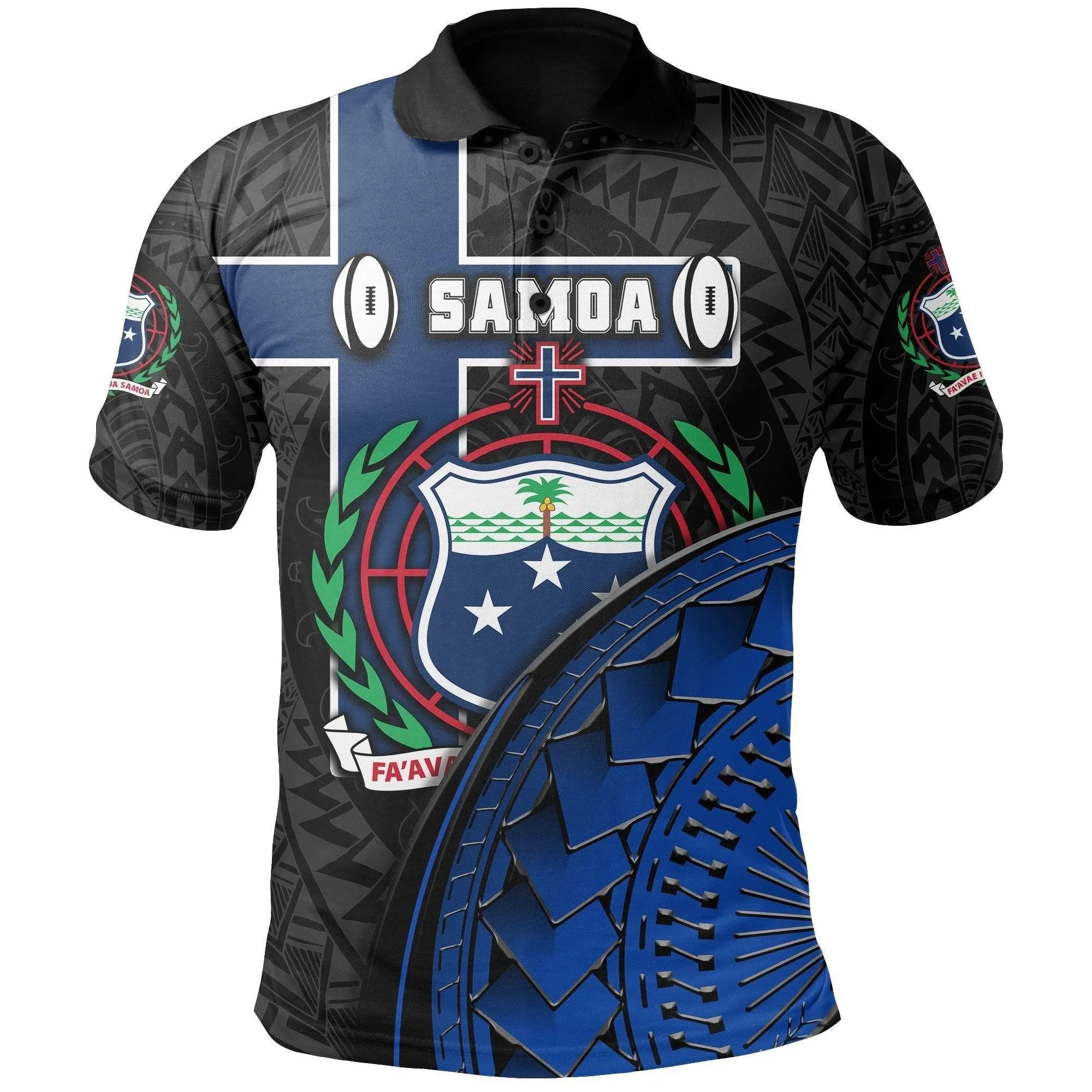 (Custom Personalised) American Samoa Rugby Polo Shirt Armor Style
