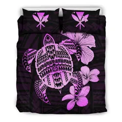 Hawaiian Kanaka Hibiscus Plumeria Mix Polynesian Turtle Bedding Set Pink
