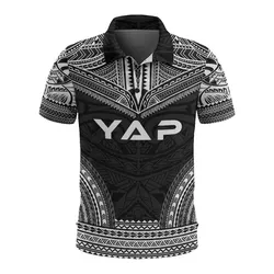 Yap Polo Shirt - Yap Flag Polynesian Chief Tattoo Black Version