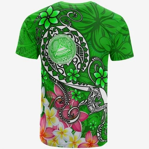 American Samoa Polynesian T Shirts - Turtle Plumeria (Green)