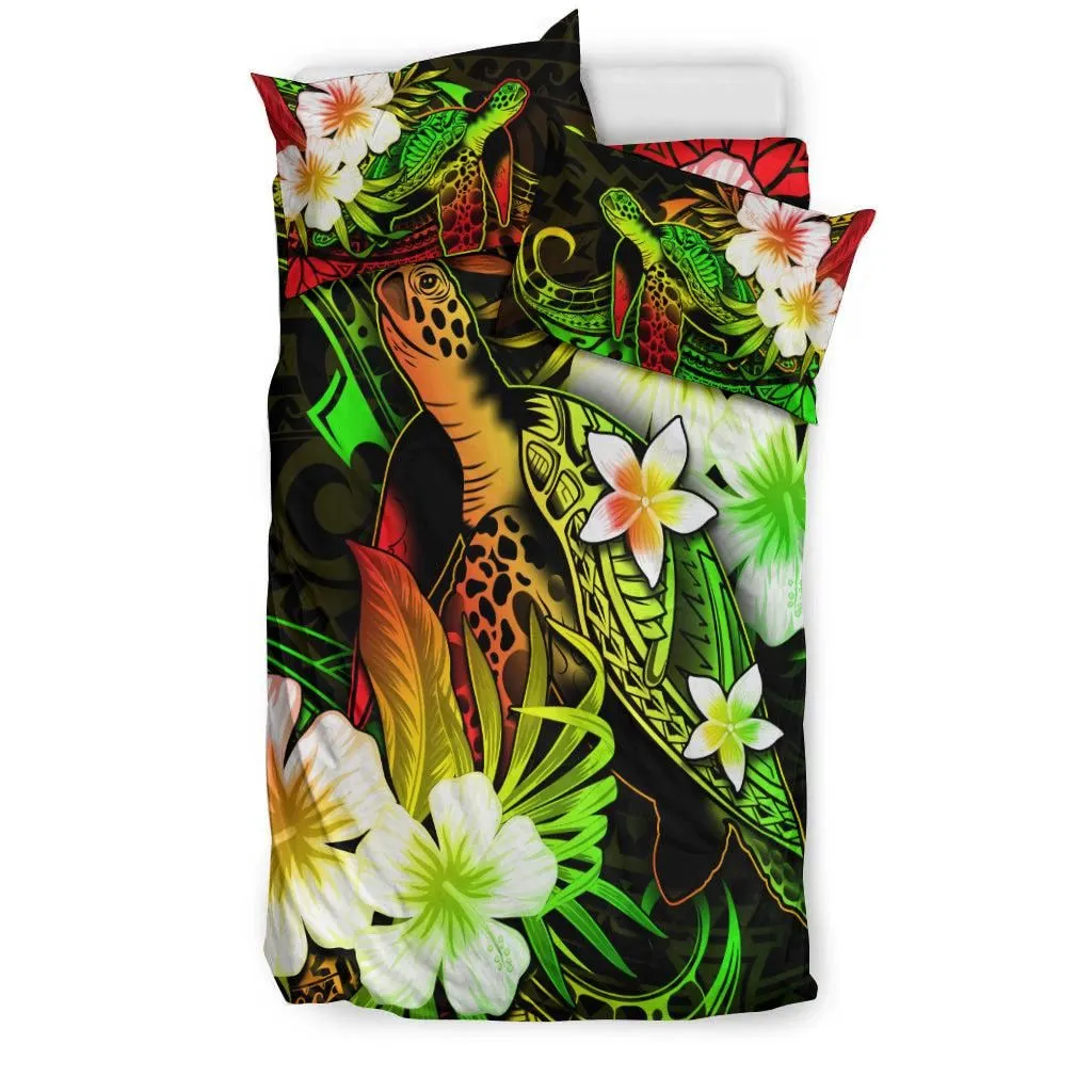 Polynesian Turtle Bedding Set With Hibiscus Color No.1 LT6
