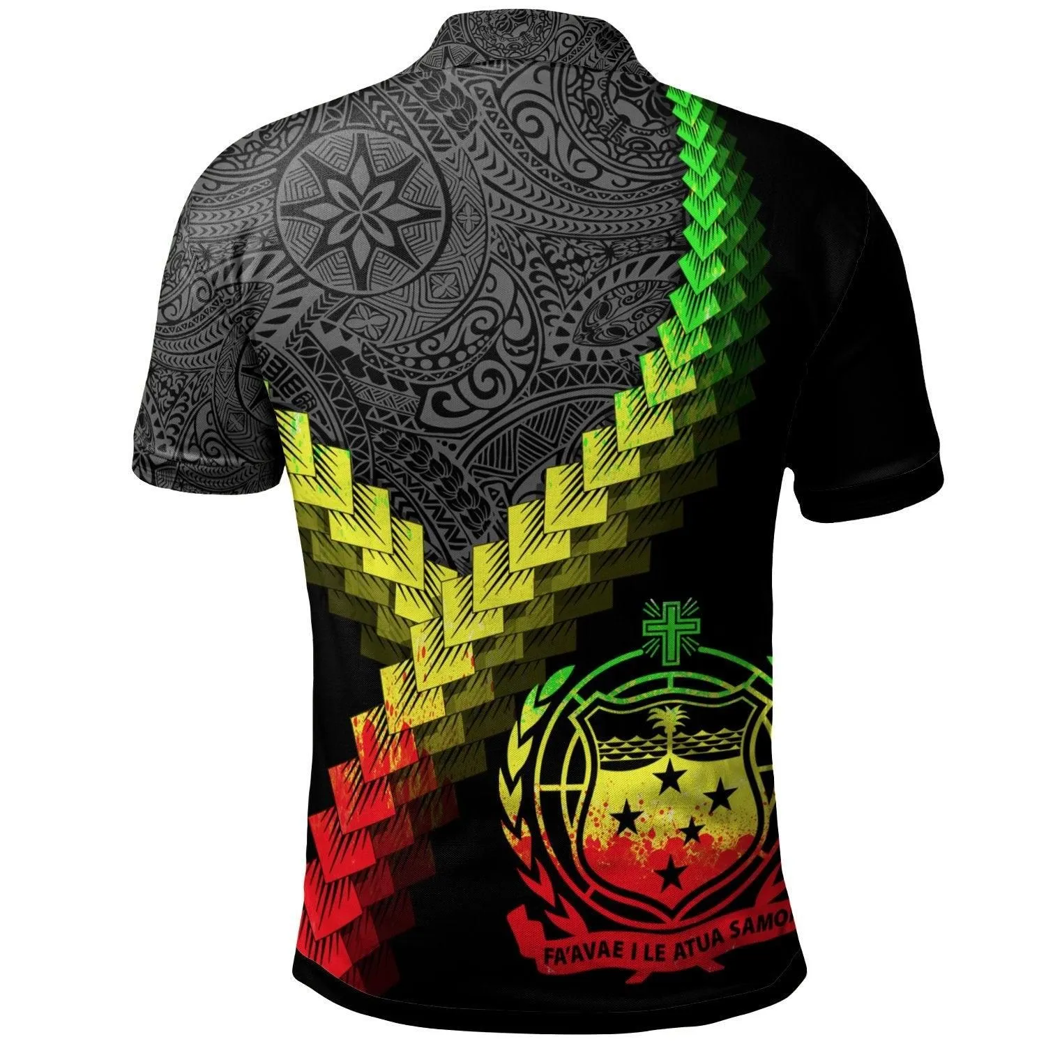 Samoa Polo Shirt - Samoa Coat Of Arms With Polynesian Tattoo Reggae