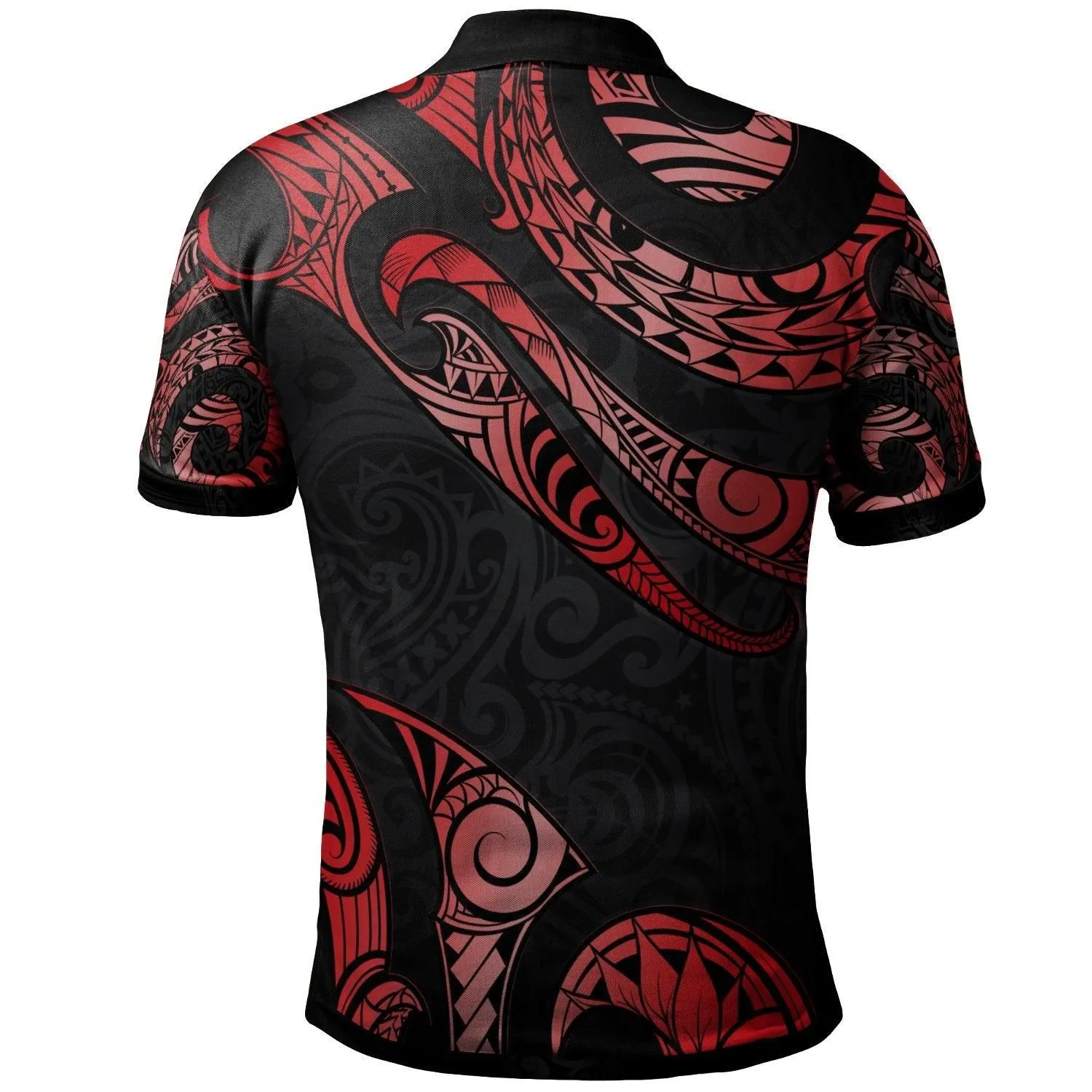 Vanuatu Polynesian Custom Personalised Polo Shirt - Poly Tattoo Red Version