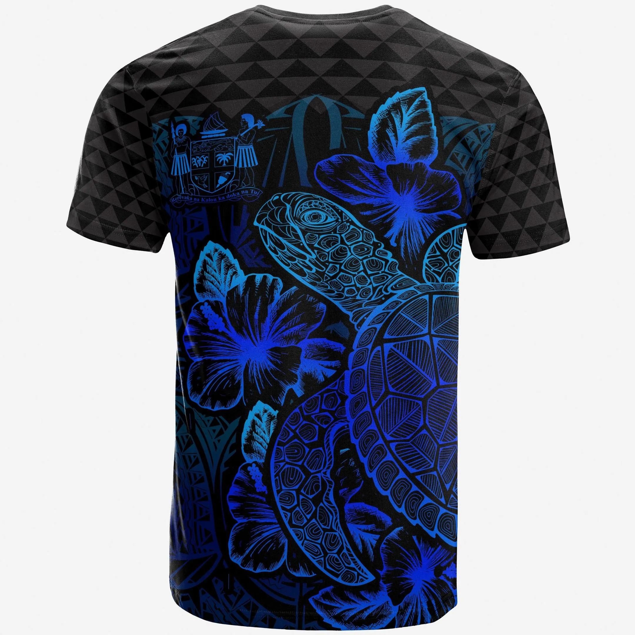 Alohawaii T-Shirt - Tee Fiji Polynesian - Turtle Hibiscus Blue - BN39