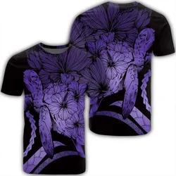 Hawaiian - Hawaii Turtle Hibiscus Polynesian Vintage T-Shirt - Purple - AH