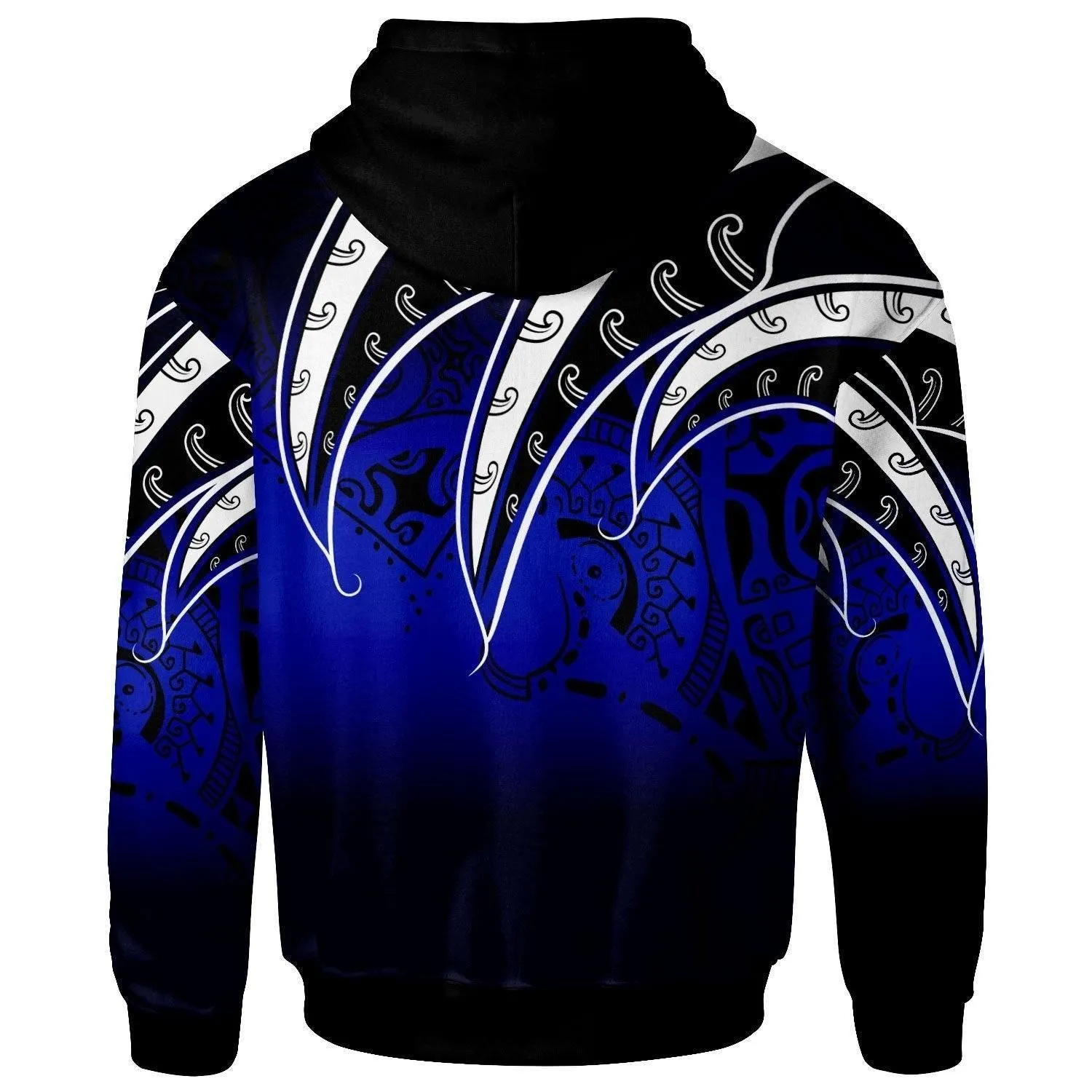 Cook Islands Zip Hoodie - Tropical Leaf Gradient Blue Style