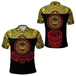 Marquesas Islands Polo Shirt Marquesan Tattoo Simplified Version - Yellow LT8