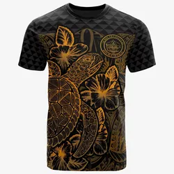 Alohawaii T-Shirt - Tee Palau Polynesian - Turtle Hibiscus Gold - BN39