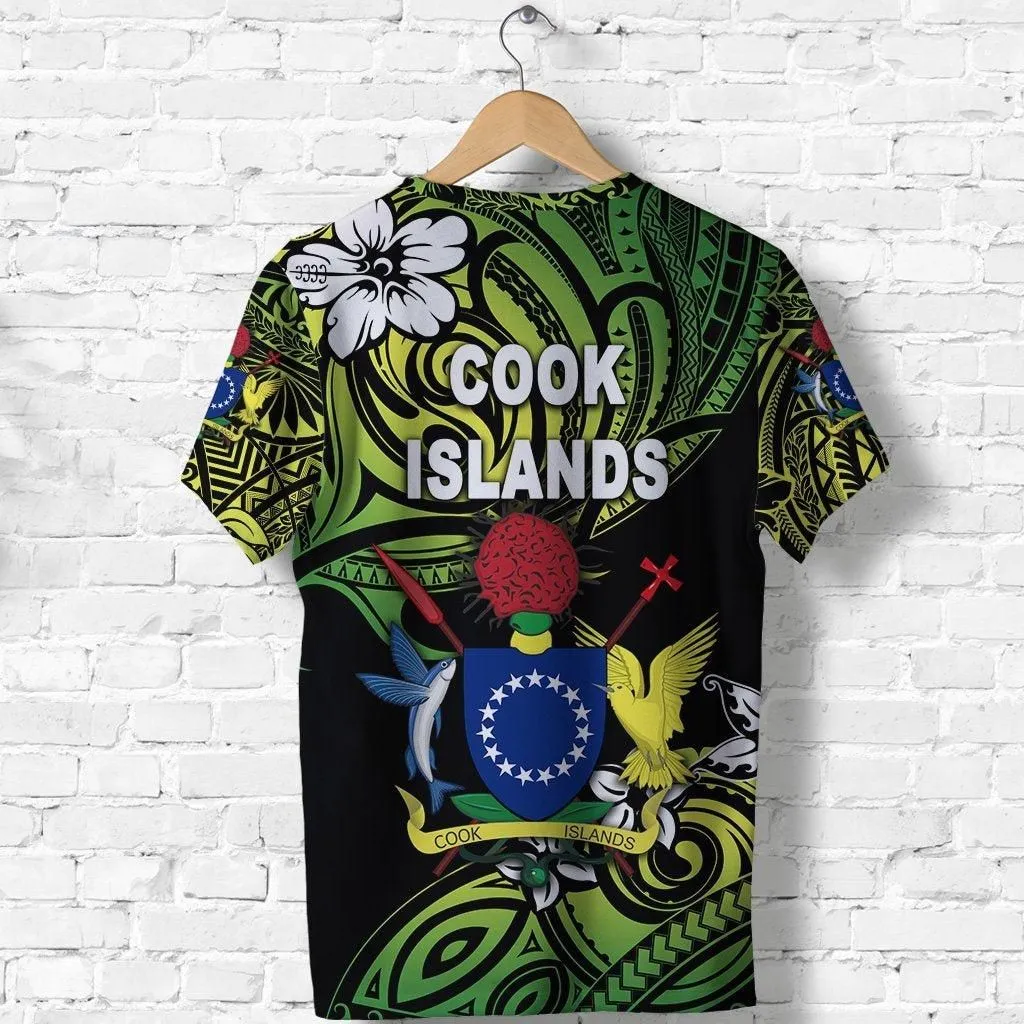 (Custom Personalised) Cook Islands Rugby T Shirt Unique Vibes Coat Of Arms - Green