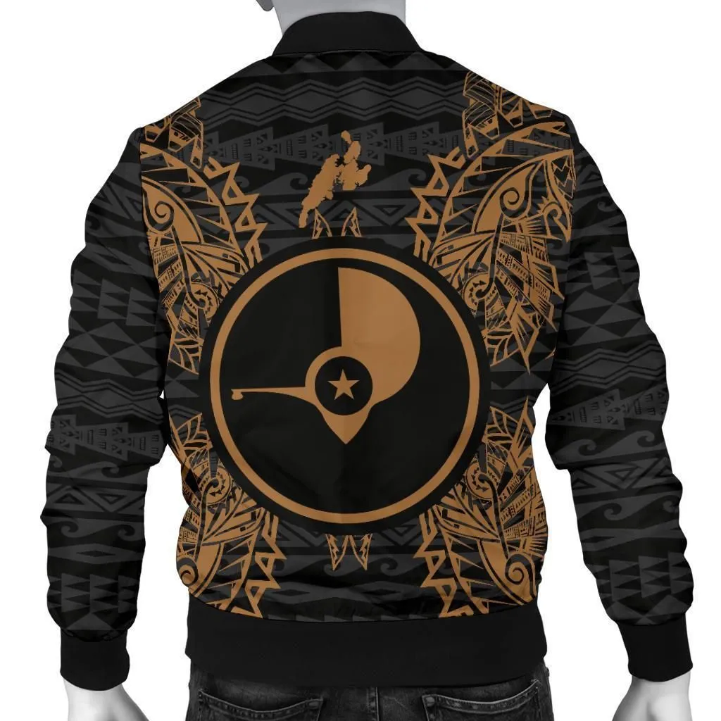 Yap Polynesian Mens Bomber Jacket Map Gold