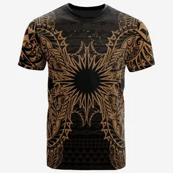 Marshall Islands All Marshall Islands Flag Map Polynesian Tattoo Gold Unisex 3D T-Shirt All Over Print ONCKR