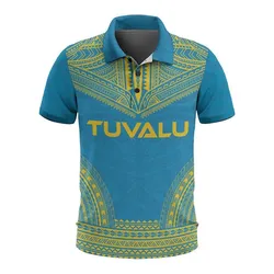 Tuvalu Polo Shirt - Tuvalu Coat Of Arms Polynesian Chief Tattoo Flag Version