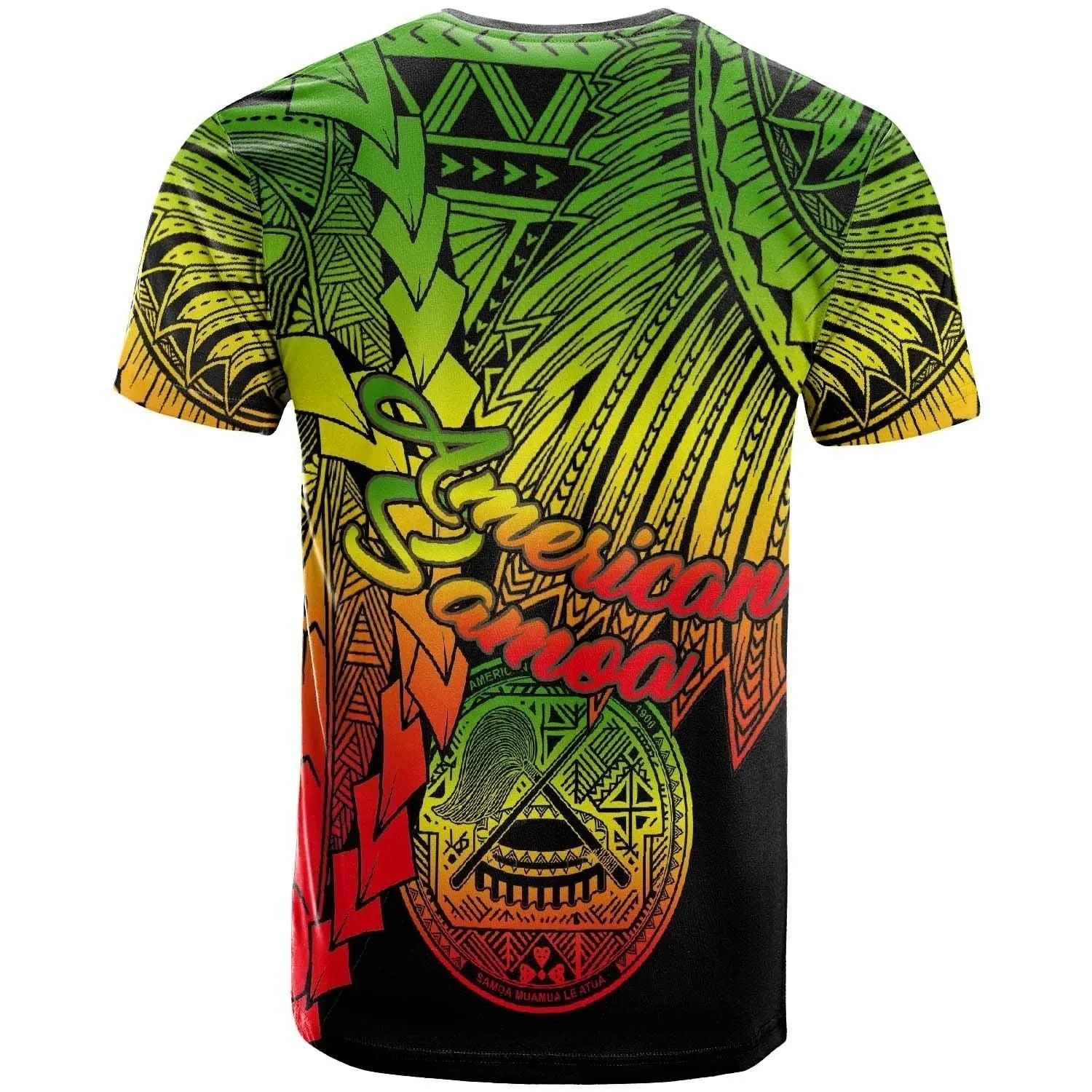 American Samoa Polynesian Custom Personalised T Shirt - Tribal Wave Tattoo Reggae