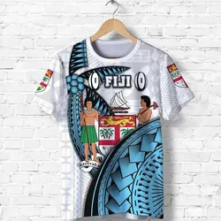 (Custom Personalised) Fiji Rugby T Shirt Armor Style - White