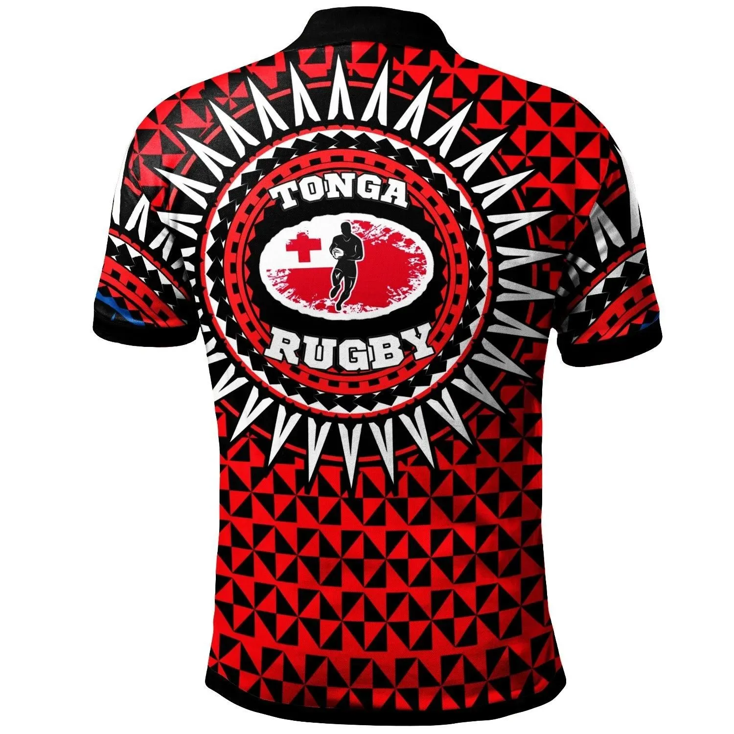 Tonga Polo Shirt -Rugby Style Red Black Color - BN20