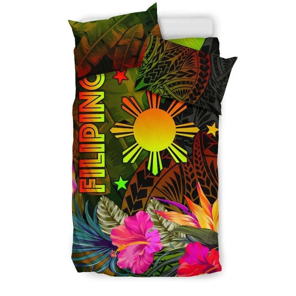 The Philippines Polynesian Bedding Set  -  Hibiscus and Banana Leaves - BN15