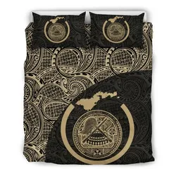 Alohawaii Bedding Set - Cover and Pillow Cases Map American Samoa Coat Of Arm Map Polynesian TH7