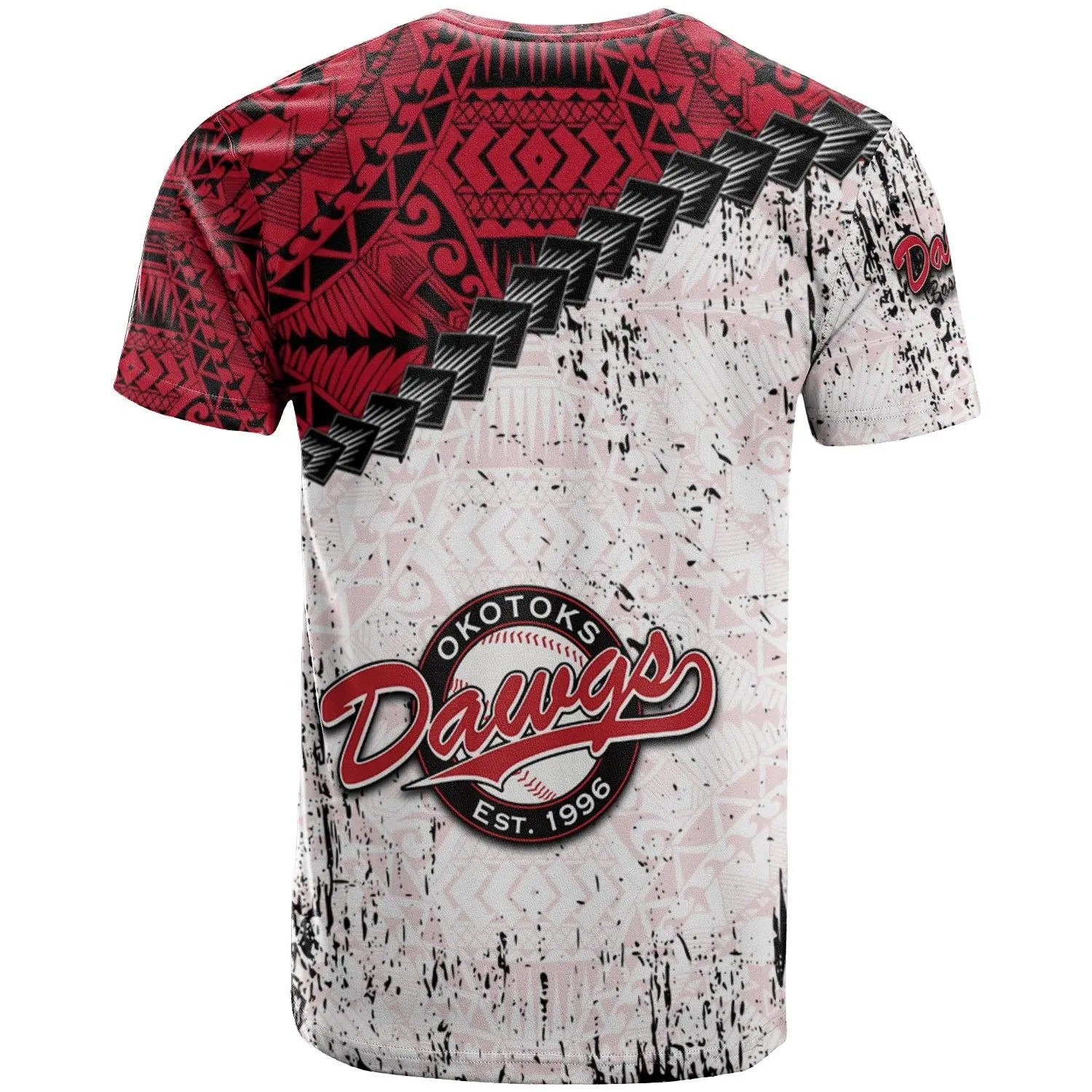Okotoks Dawgs T-shirt Grunge Polynesian Tattoo - CA BASEBALL