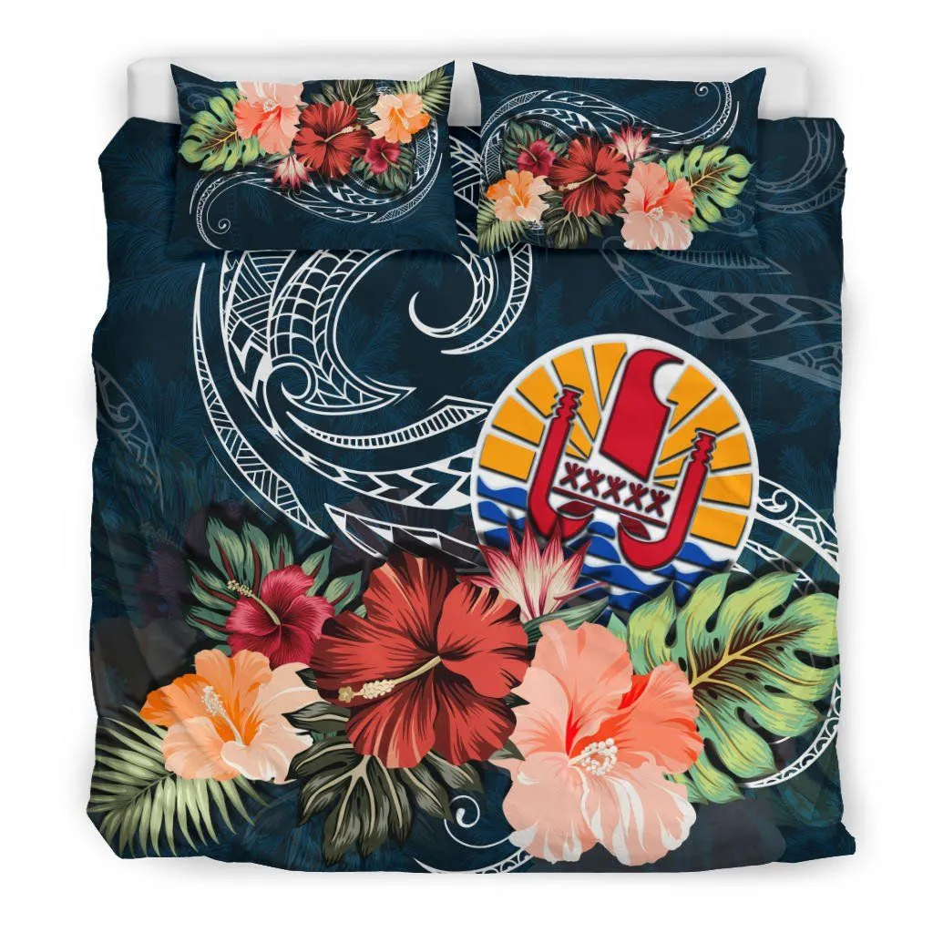 Tahiti Bedding Set Tahitian Hibiscus Polynesian Wave Coat Of Arms Duvet Cover TH5