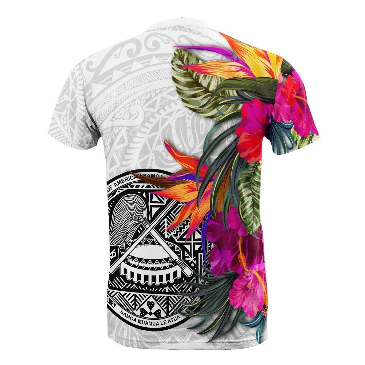 American Samoa T Shirt Polynesian Hibiscus White Pattern