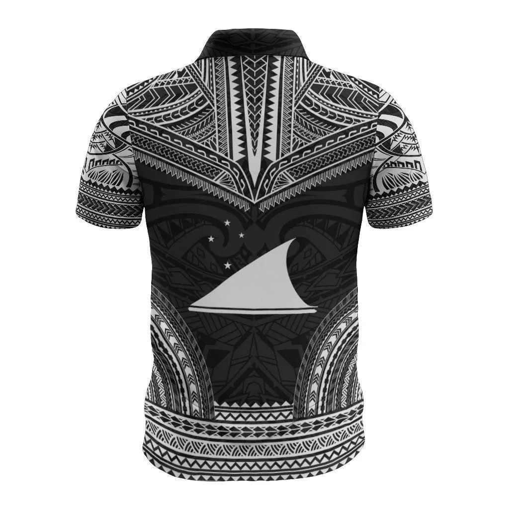 Tokelau Polo Shirt - Tokelau Flag Polynesian Chief Tattoo Black Version