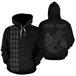 Alohawaii Hoodie - Polynesian Kakau Anchor Hibiscus Hawaii Personalized Hoodie - Grey - AH - J6