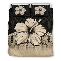 FamilyGater Bedding Set - Cover and Pillow Cases Polynesian Hibiscus Gold A02