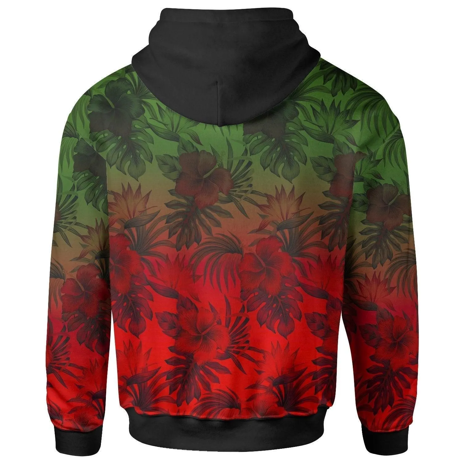 Polynesian Hoodie - Red Hibiscus Patterns