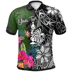 New Caledonia Custom Personalised Polo Shirt - Turtle Plumeria Banana Leaf Crest - BN11